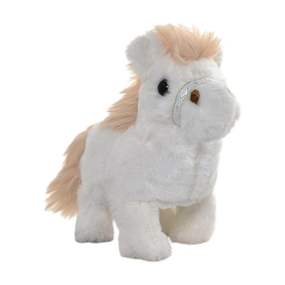 yotijay Horse Stuffed Toy Electric Toy Room Decoration Animated Simulation Horse Doll Stuffed Animal for Christmas Gift Girls Boys Kids White