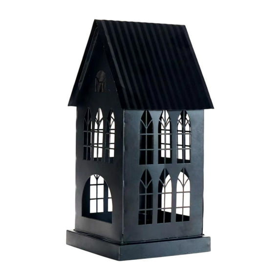 yotijay House Candle Holder Decorative Tea Light Lantern for Shelf Party Living Room Black Small