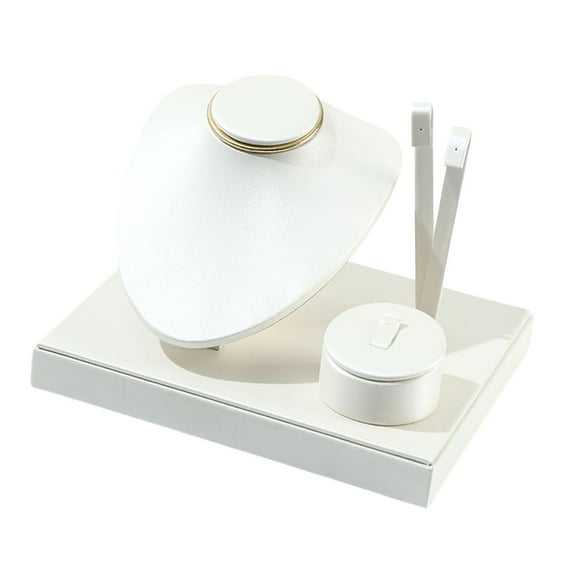 yotijay Jewelry Display Set Elegant Necklace Bust Holder for Vanity Woman Trade Show White