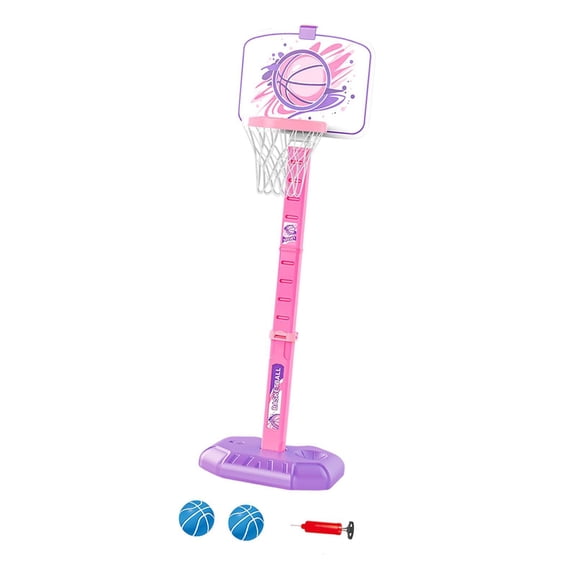 yotijay Kids Basketball Hoop Adjustable Basketball Stand for Backyard Outdoor Sports Pink