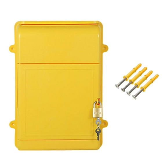 yotijay Lockable Wall-Mounted Mailbox, Donation Box, Versatile Ballot Box, 13.5 x 10 x 4 Yellow