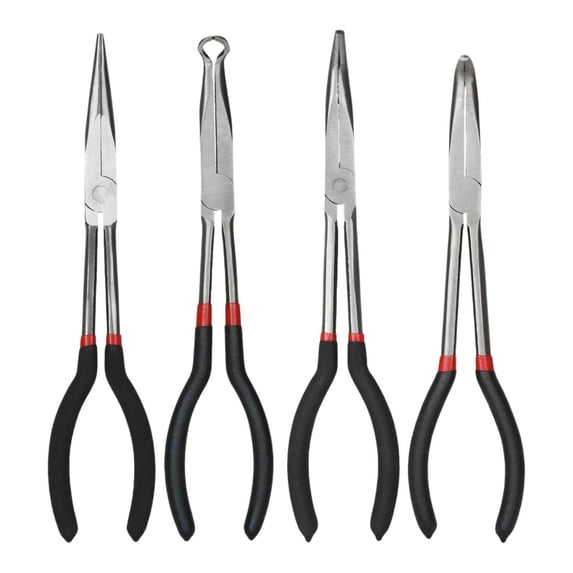 yotijay Long Nose Pliers Set Long Reach Nose Pliers Professional Bent Nose Pliers 4Pcs