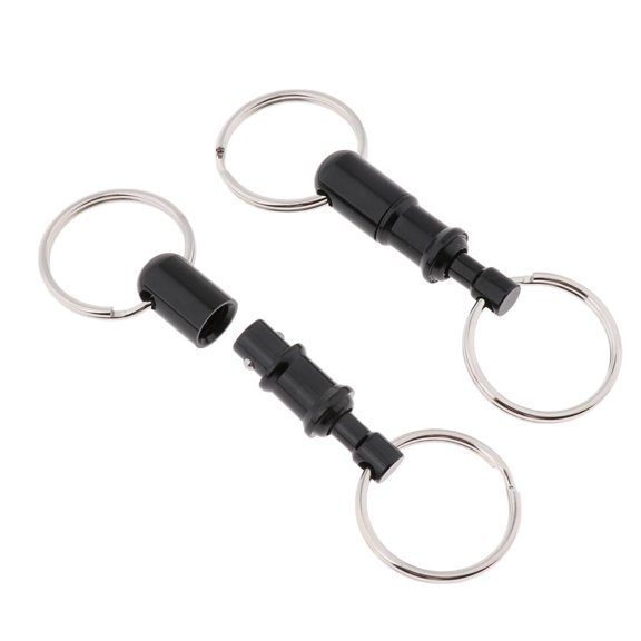 yotijay Lot of 2 Heavy Duty Detachable Keychain Pull Apart Quick Release Key s Black