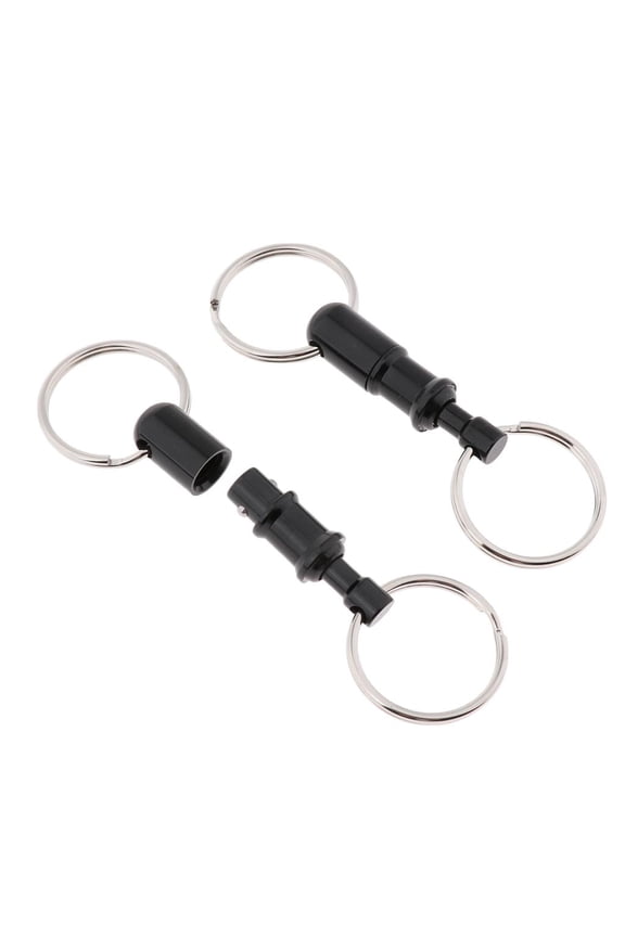 Lot of 2 Heavy Duty Detachable Keychain Pull Apart Quick Release Key s Black