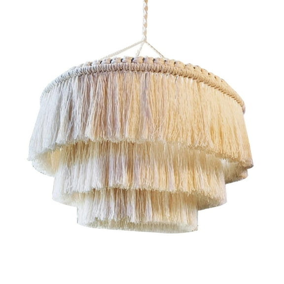 yotijay Macrame Lamp Shade Handmade Bohemian Hanging Light Cover Pendant Light Shade for 30cmx40cm