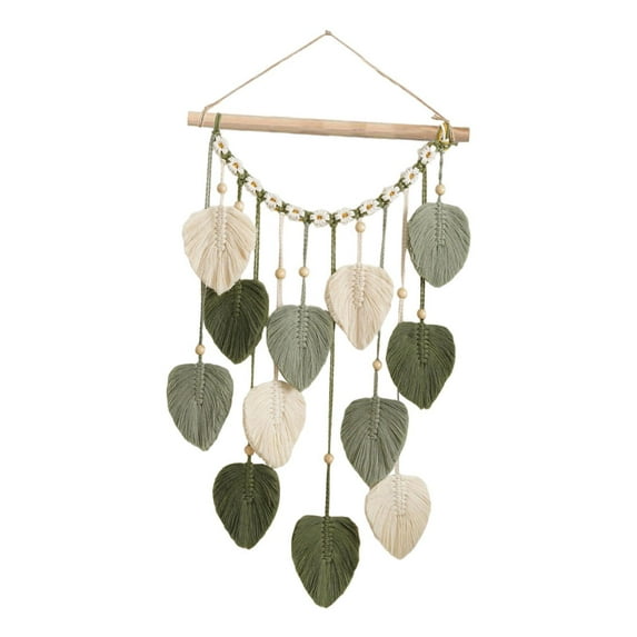 yotijay Macrame Wall Hanging Birthday Gift Leaf Tassels for Living Room Dorm Bedroom Green