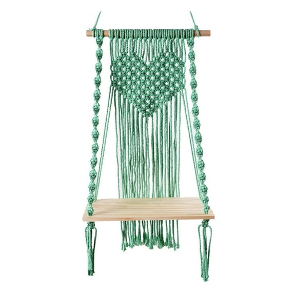 yotijay Macrame Wall Hanging Shelf Basket Hanger Holder Bohemian Handmade Books Green