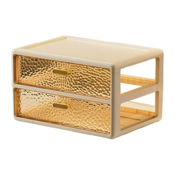 yotijay Makeup Organizer 2 Tier Vanity Large Capacity Cosmetics Storage Bin Desk Storage Milky White