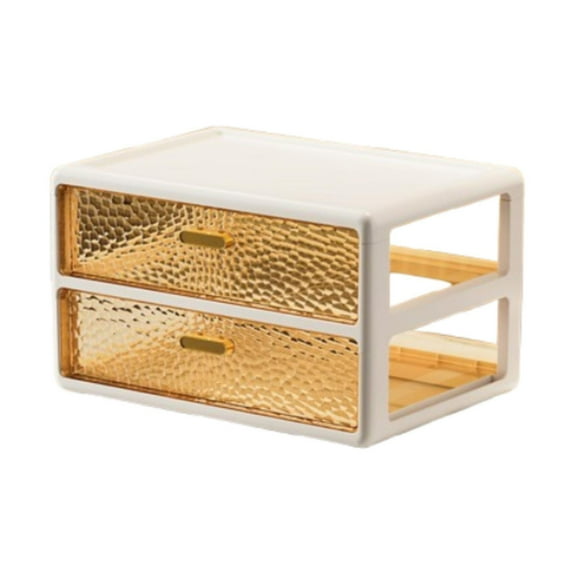 yotijay Makeup Organizer 2 Tier Vanity Large Capacity Cosmetics Storage Bin Desk Storage Pearl White