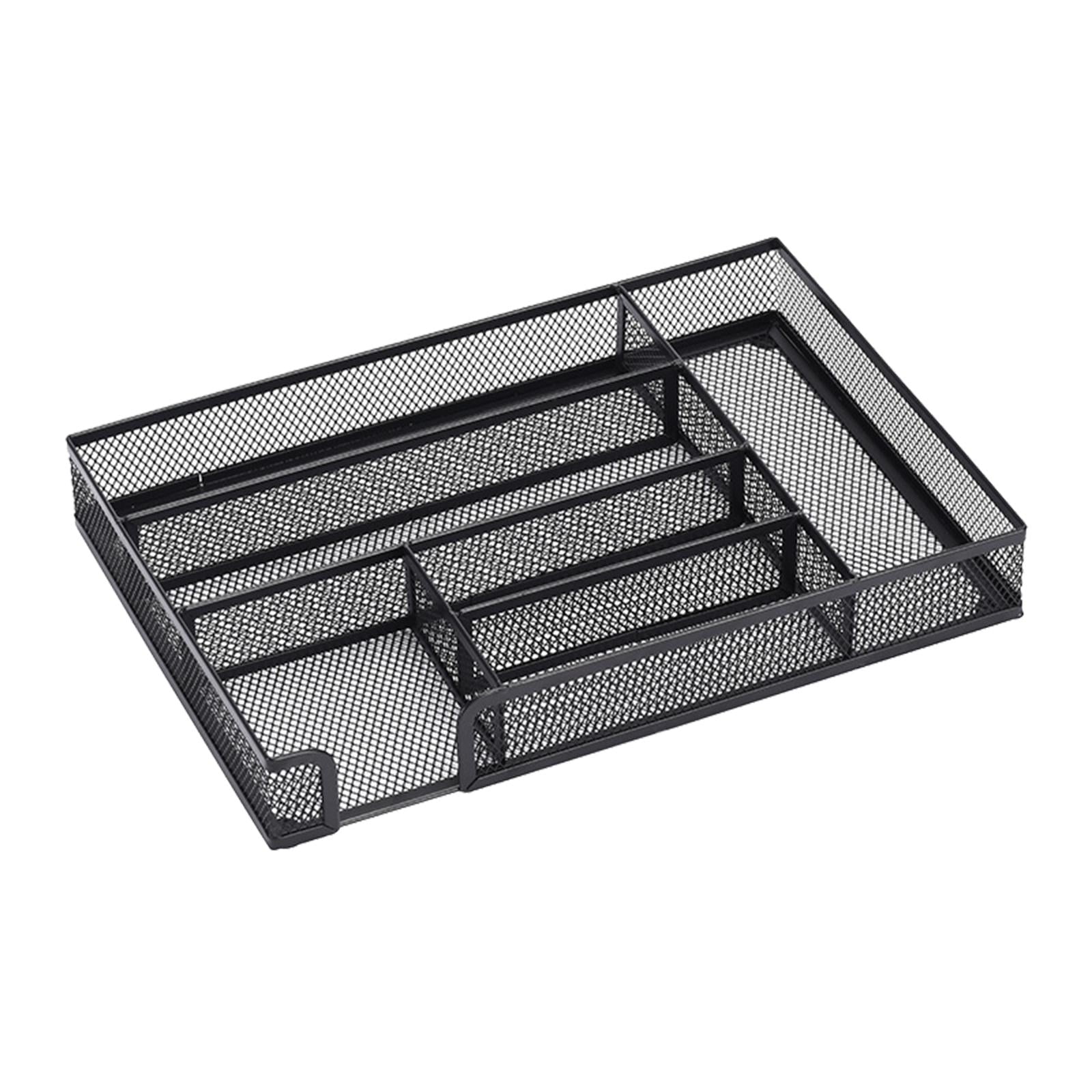 yotijay Mesh Desk Organiser Tray Non Slip Drawer Desktop Storage Stationary Supplies for black