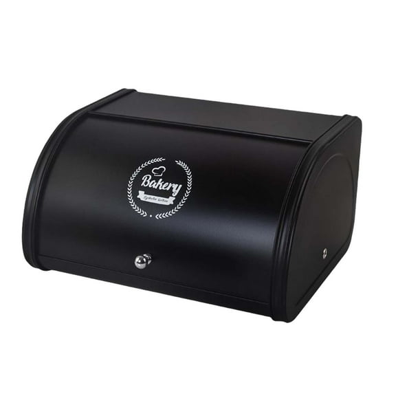 yotijay Metal Bread Box Bin kitchen Storage Containers with Roll Lid Kitchenware Storage Black