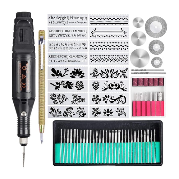 yotijay Micro Engraver Pen Metal Glass Mini Diy Engraving Tool include Bits Stencils
