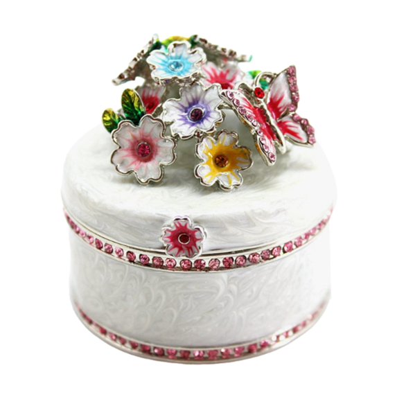 yotijay Mini Jewelry Box Collectible Creative Keepsake Gift Box Desktop Jewelry Case for White