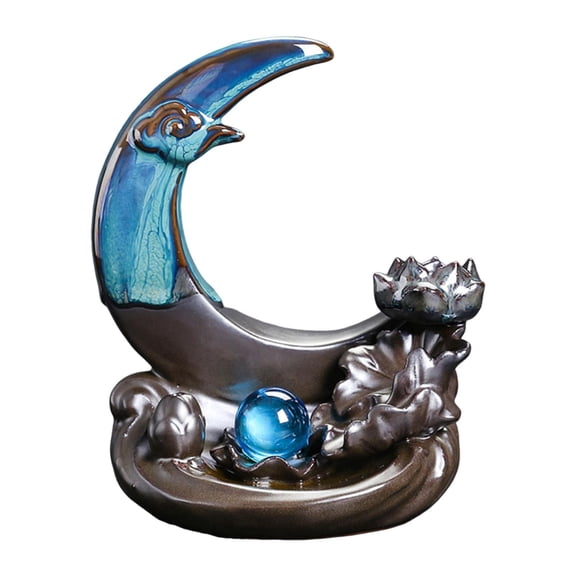 yotijay Moon Backflow Burner Art Crafts Figurine for Office Living Room Desk