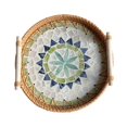 thumbnail image 1 of yotijay Mosaic Tray Rattan Tray Organizer Tray Storage and Display with Handles Handmade 22cmx3cm, 1 of 9