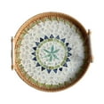 thumbnail image 1 of yotijay Mosaic Tray Rattan Tray Organizer Tray Storage and Display with Handles Handmade 28cmx4cm, 1 of 9