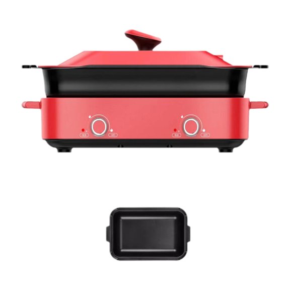 yotijay Multifunctional Cooking Pot Slow Cooker W/ Anti-scald Handle 4L Capacity 110V RED