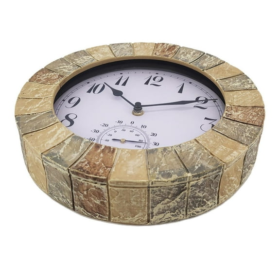yotijay Multipurpose Outdoor Wall Clock Waterproof Temperature Display Non Ticking Quiet