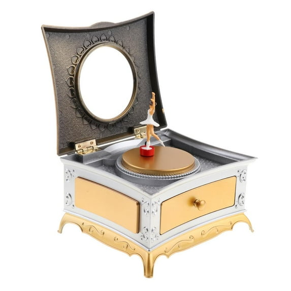 yotijay Musical Jewelry Box for Girls with Drawer and Mirror, Castle in the Sky Tune Gold