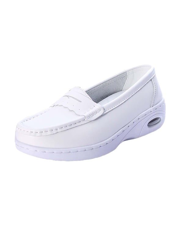 Nurse Shoes for Women Flat Nursing Shoes Kitchen Restaurant Slip Resistant White 40