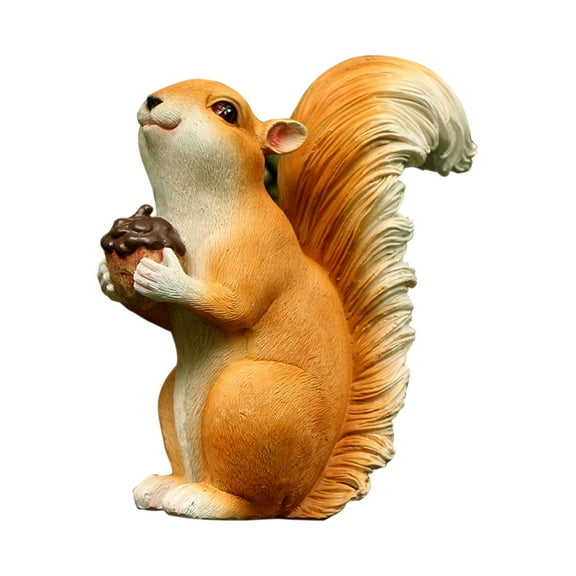 yotijay Outdoor Squirrel Statues Novelty Weatherproof Resin Squirrel Figurines for Fairy stand