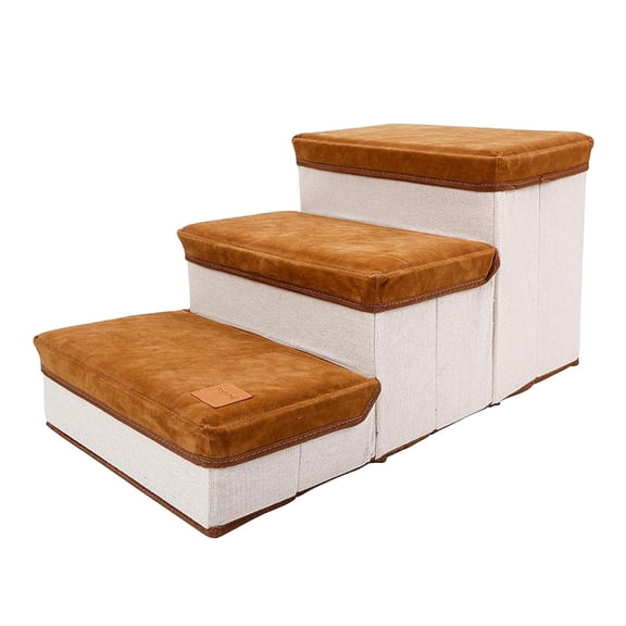 yotijay Pet Dog Stairs Ladder 3 Steps for Puppy Cat Pet Stairs Anti-slip Dogs Bed Stairs Brown