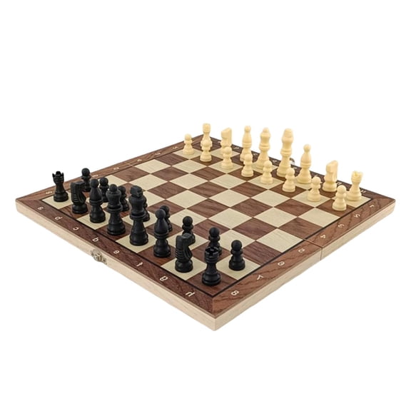 yotijay Portable Folding Storage Wooden Chess Board Set for Draughts Adults Family S