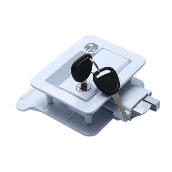 yotijay RV Door Lock Latch Entry Door Latch Professional Universal High Reliability Zinc Alloy with Keys Motorhome Entrance Door Lock White
