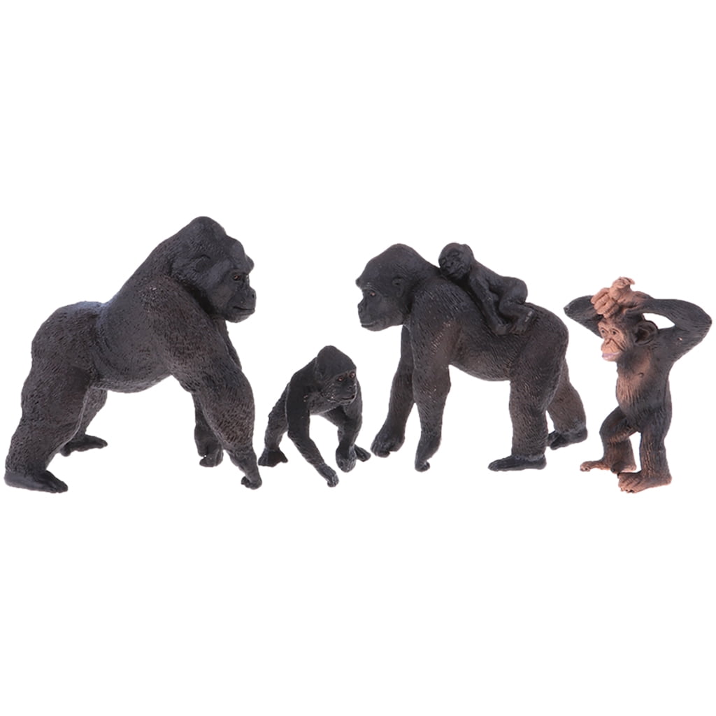 yotijay Realistic Gorilla with Babies Figurines Animal Figures, Easter Eggs Cake Toppers