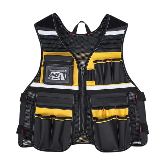 yotijay Reflective Work Vest with 14 Pockets Adjustable for Construction Comfortable