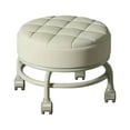 thumbnail image 1 of yotijay Rolling Stool with Wheels, 360° Rotating Housework Stool, PU Leather Seat, Padded Shoe Changing Stool, Seat for Garage, Hair Salon, Home Library Beige, 1 of 9
