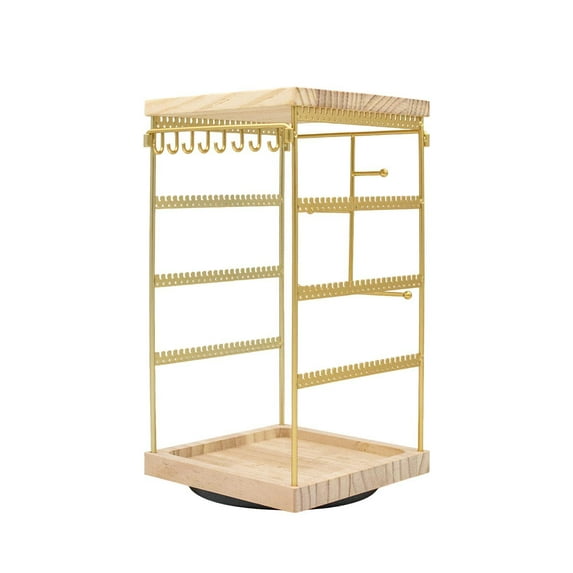 yotijay Rotating Jewelry Organizer Display Jewelry Display Rack Elegant Tabletop Earring Gold