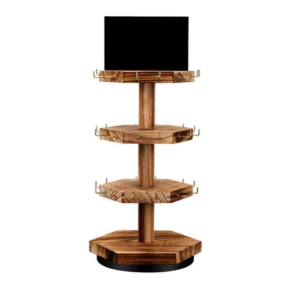 yotijay Rotating Jewelry Organizer Wooden Jewelry Hanger for Rings Earrings Tabletop