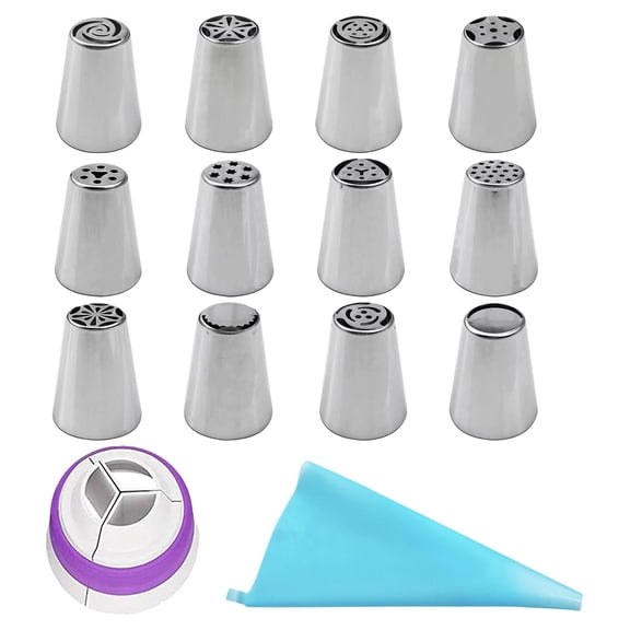 yotijay Russian Piping Tips, Frosting Piping Kit Icing Piping Nozzle, for Cupcake Cookie 14Pcs