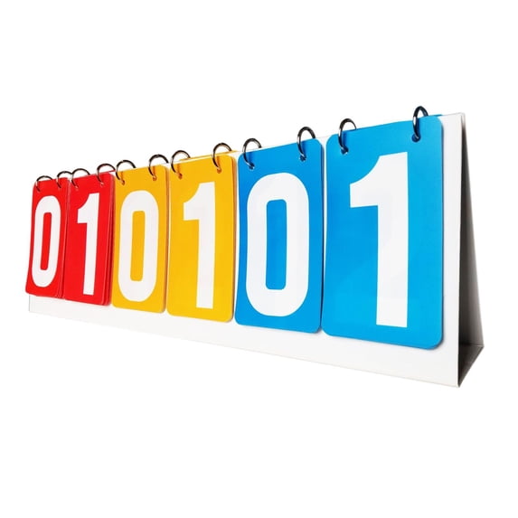 yotijay Scoreboard Flip Scoreboard Team Games 6 digits Score Flip Cards Competition Flip Red Yellow Blue