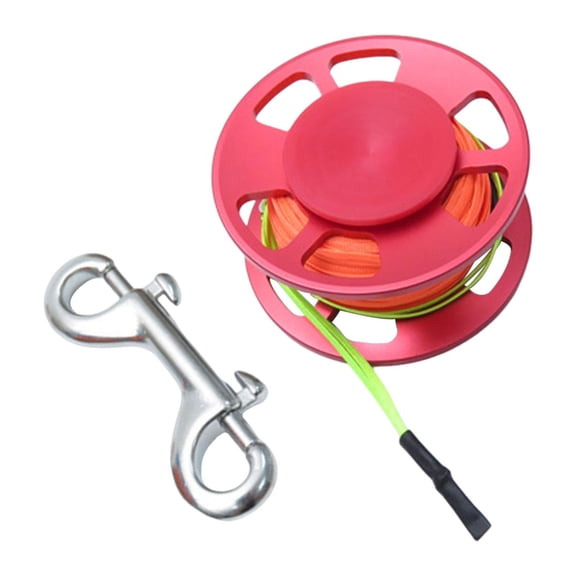yotijay Scuba Diving Reel Diving Spool with 30M/98ft High Visibility Line Scuba Spool Finger Reel with Clip for Underwater Activities Red