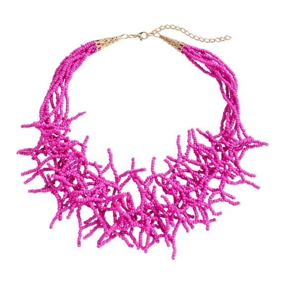 yotijay Seed Bead Necklace 18 inch Choker Trendy Jewelry Valentines Day Gift for Her Rose Red