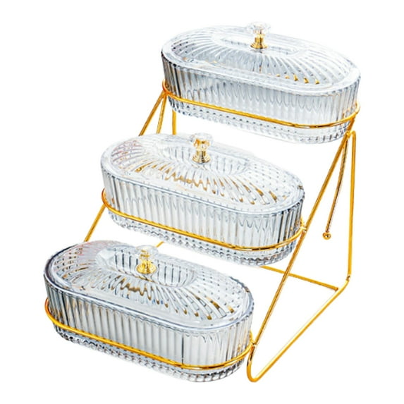 yotijay Serving Platters 3 Tier Dried Fruit Plates for Sweets Dessert Fruits grey