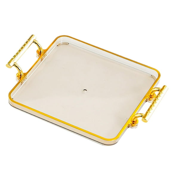 yotijay Serving Tray Countertop Organizer Perfume Cosmetics Holder Trinkets Keys Storage Amber