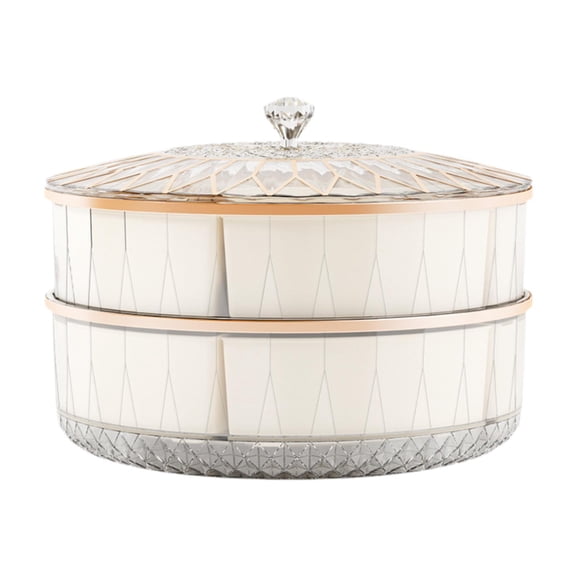 yotijay Snack Tray Multifunctional Rotating Divided Snack Organizer with Clear Lid Snack 29cmx19.5cm