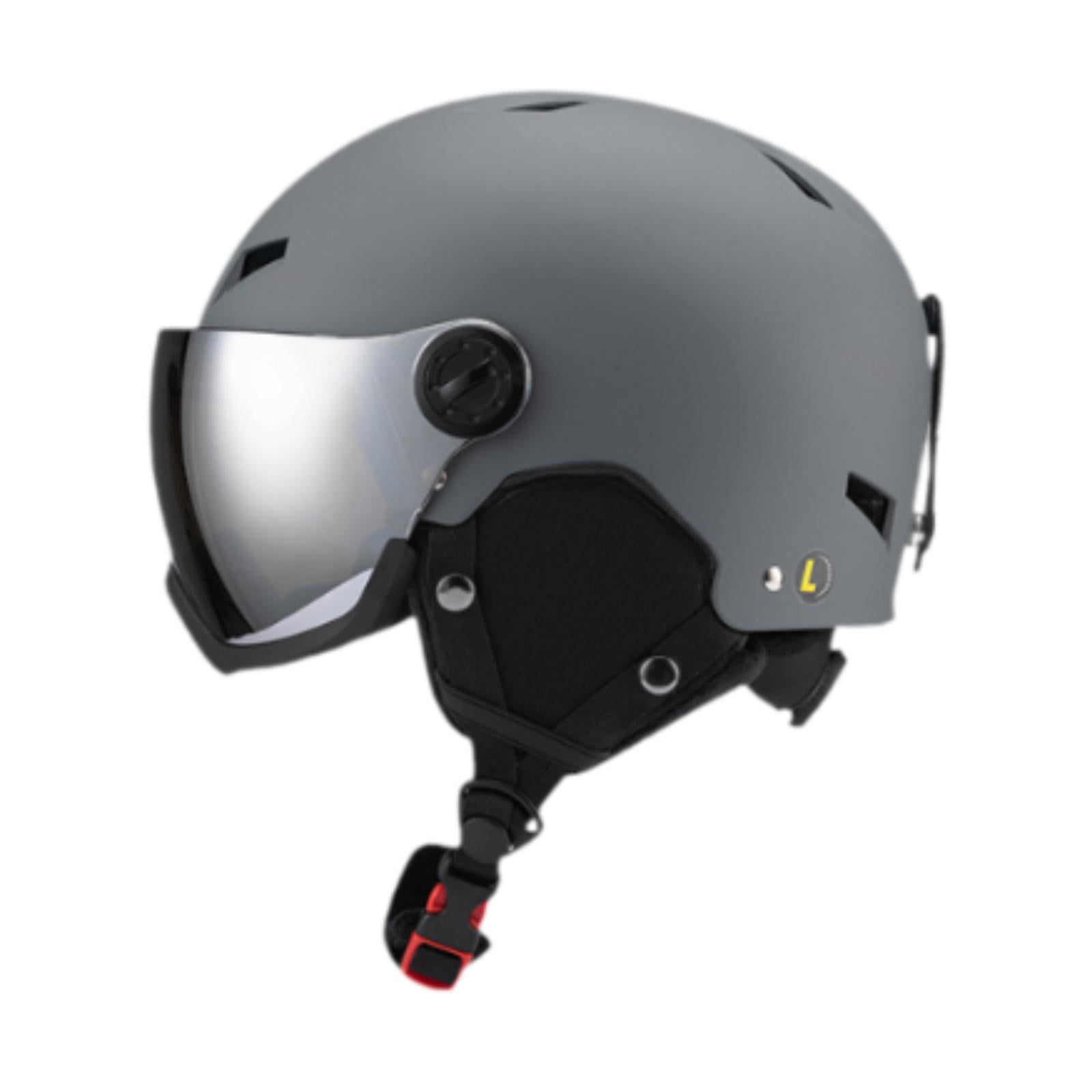 yotijay Snowboard Helmet Breathable Winter with Jaw Pad Shockproof Skateboard Helmet L Dark Grey