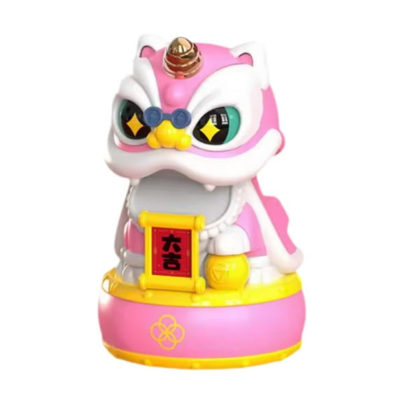 yotijay Solar Powered Bobble Head Car Ornament Dancing Lion Figure Tabletop Ornament Pink