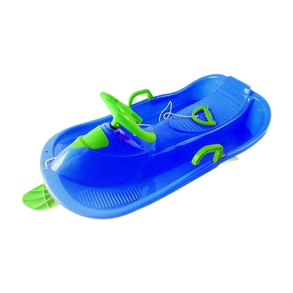 yotijay Steerable Snow Sled with Steering Wheel Brake Winter Toys Simple Downhill Sled Blue