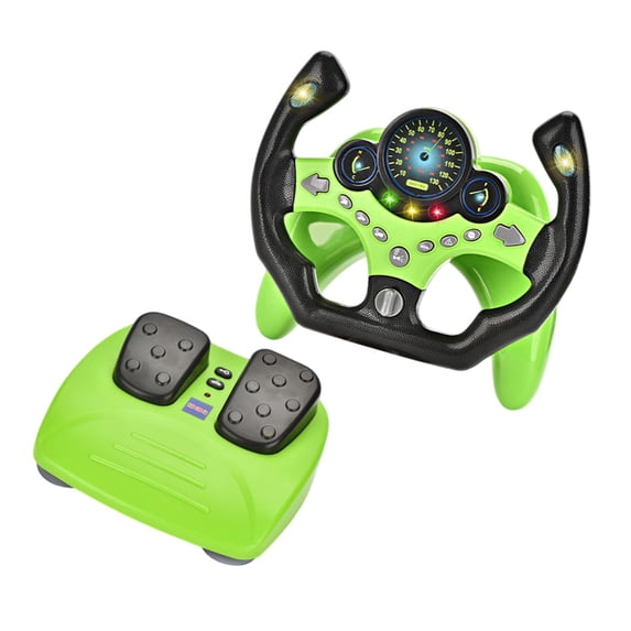 yotijay Steering Wheel Set with Brake Pedal Copilot Toy for Interaction Indoor
