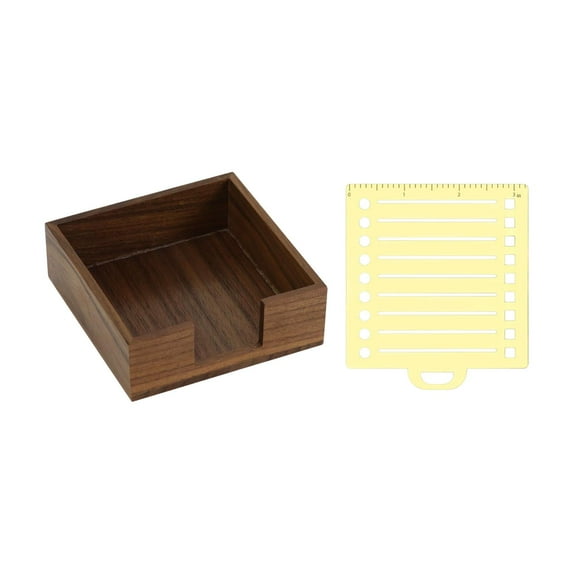 yotijay Sticky Note Holder with Stencil Notepad Memo Paper Storage Box for Home Desk Brown