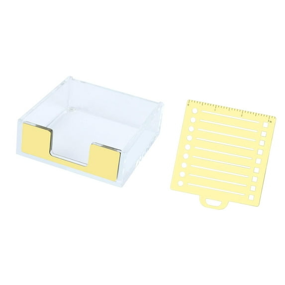 yotijay Sticky Note Holder with Stencil Notepad Memo Paper Storage Box for Home Desk Clear