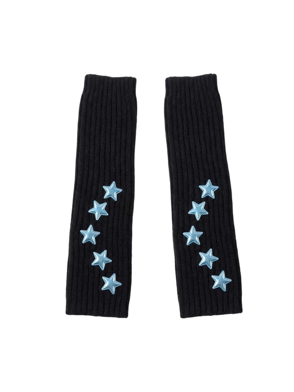 Sweet knitted tuft fingerless gloves, Anime cosplay sleeves, Knitted hand protectors