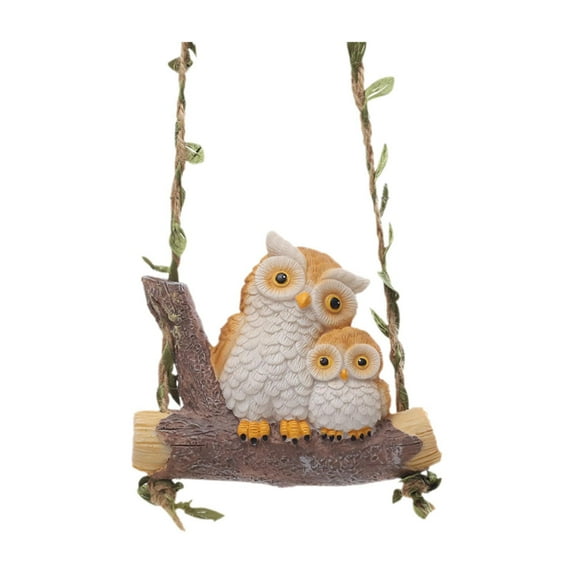 yotijay Swing Animal Garden Statue Cute Figurine Funny Gift Decorative Resin Ornament Hanging Sculpture for Yard Balcony Outdoor Tree Owl Statue