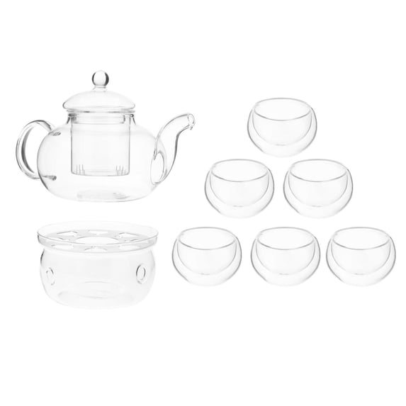 yotijay Teapot Set Borosilicate Glass Flower Heat Stabile Teacups Safe for