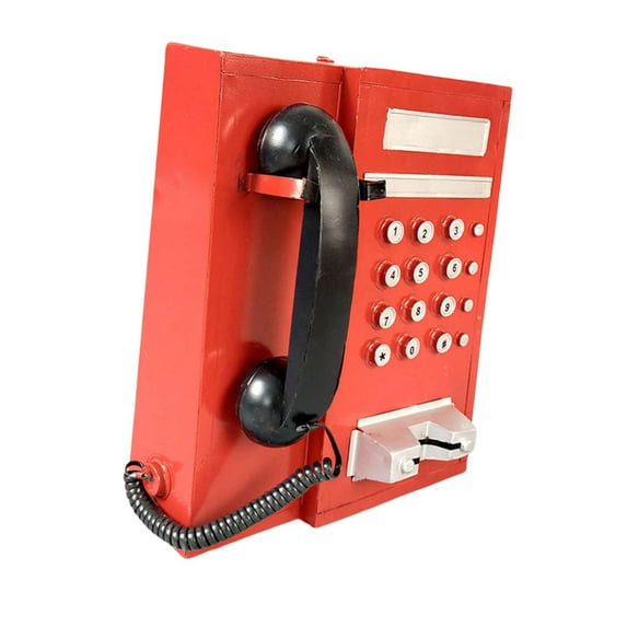 yotijay Telephone Props Wall Decoration 30.5x25.5x13cm/12x10x5inch Ornament Old Red